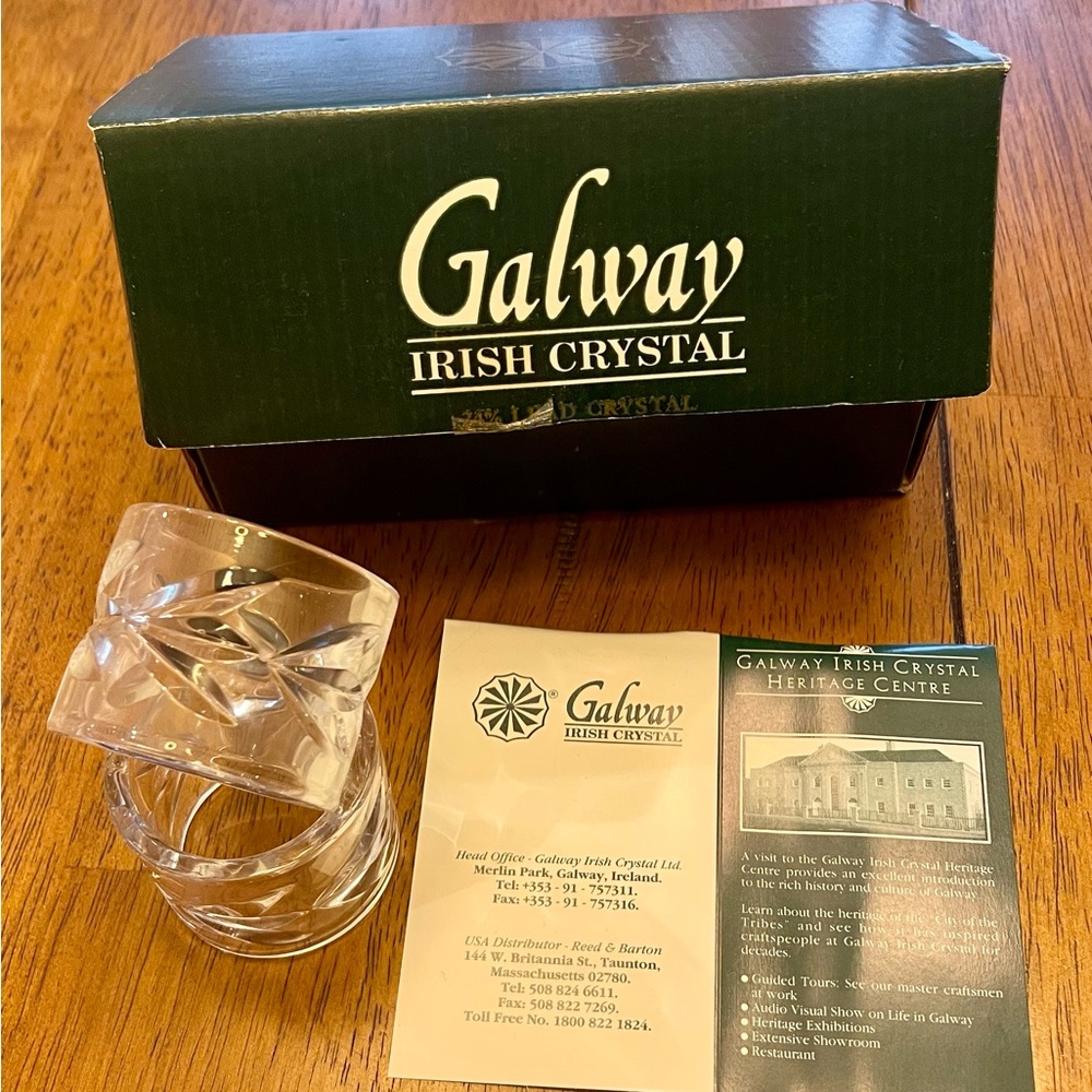 Vintage Galway Crystal Napkin holders . Set of 6 . Made in Ireland .